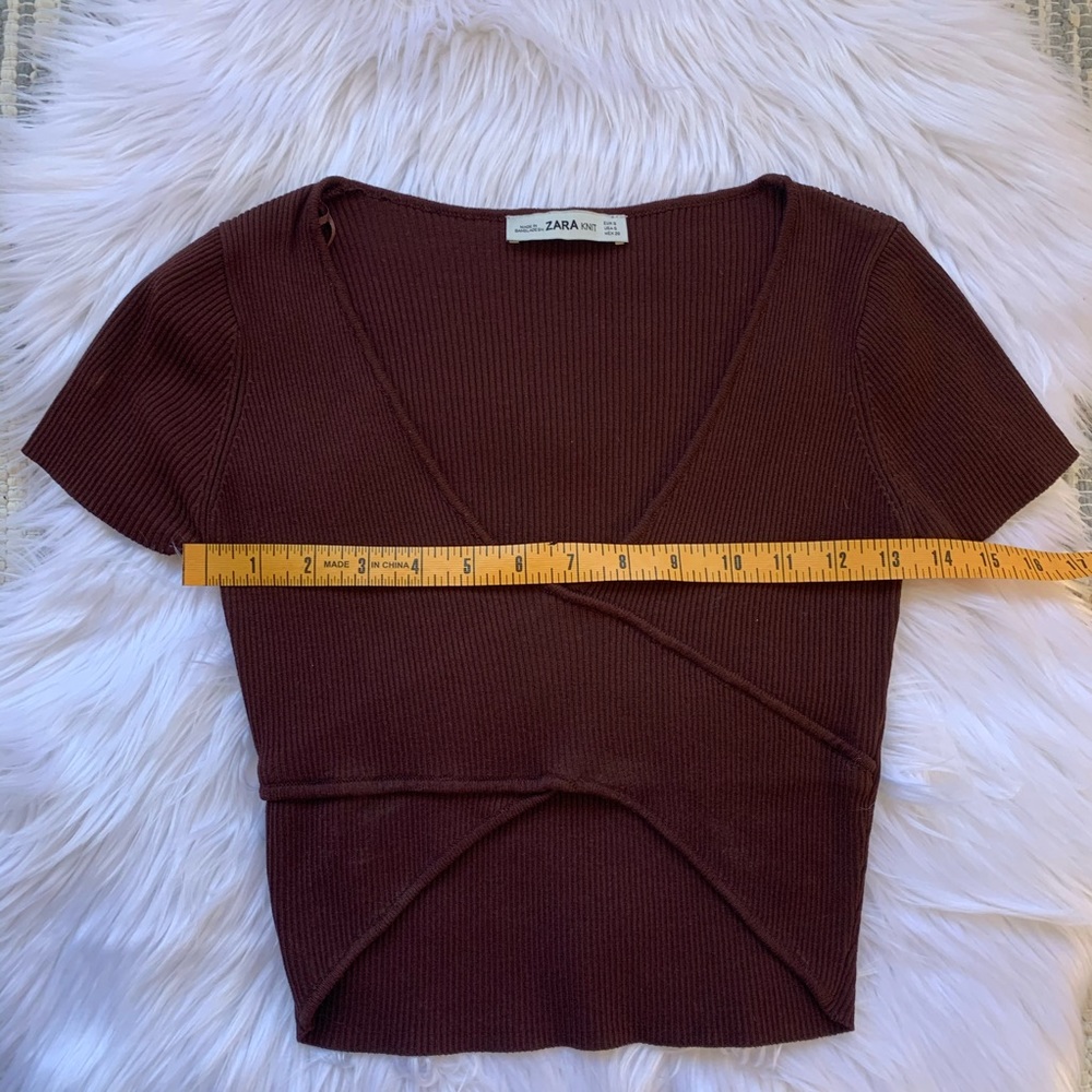 Zara Knit Ribbed Wrap Top - Picture 5 of 8